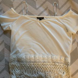 Topshop White Tassel Top